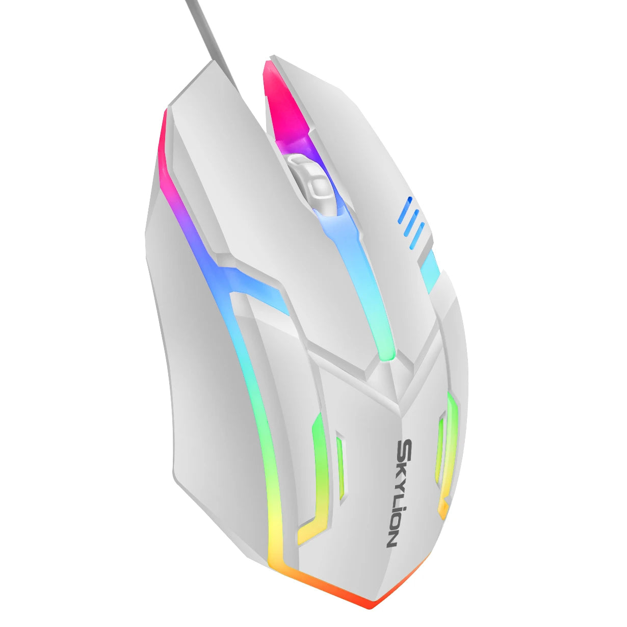 SKYLION F1 Wired 3 Keys Mouse Colorful Lighting Gaming and Office for Microsoft Windows and Apple IOS System
