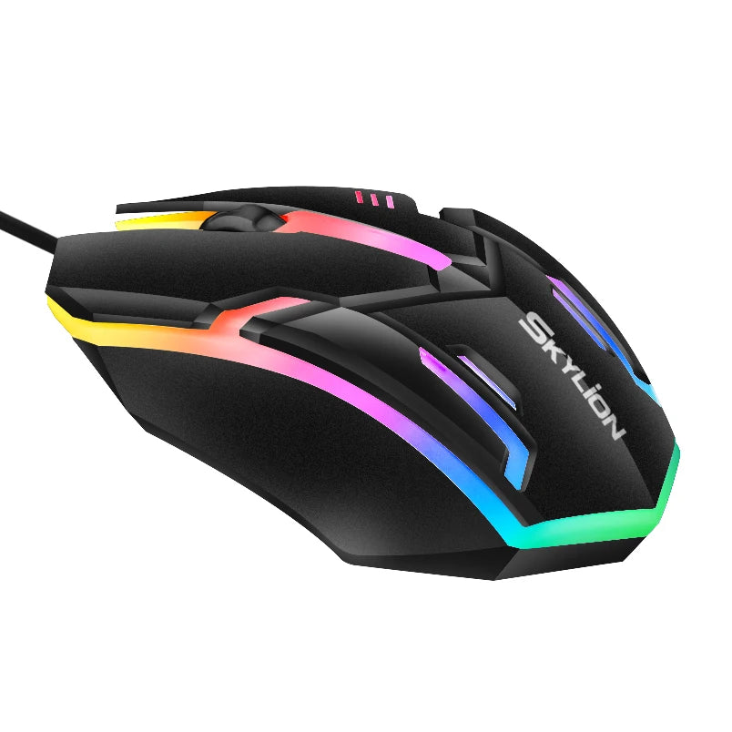 SKYLION F1 Wired 3 Keys Mouse Colorful Lighting Gaming and Office for Microsoft Windows and Apple IOS System