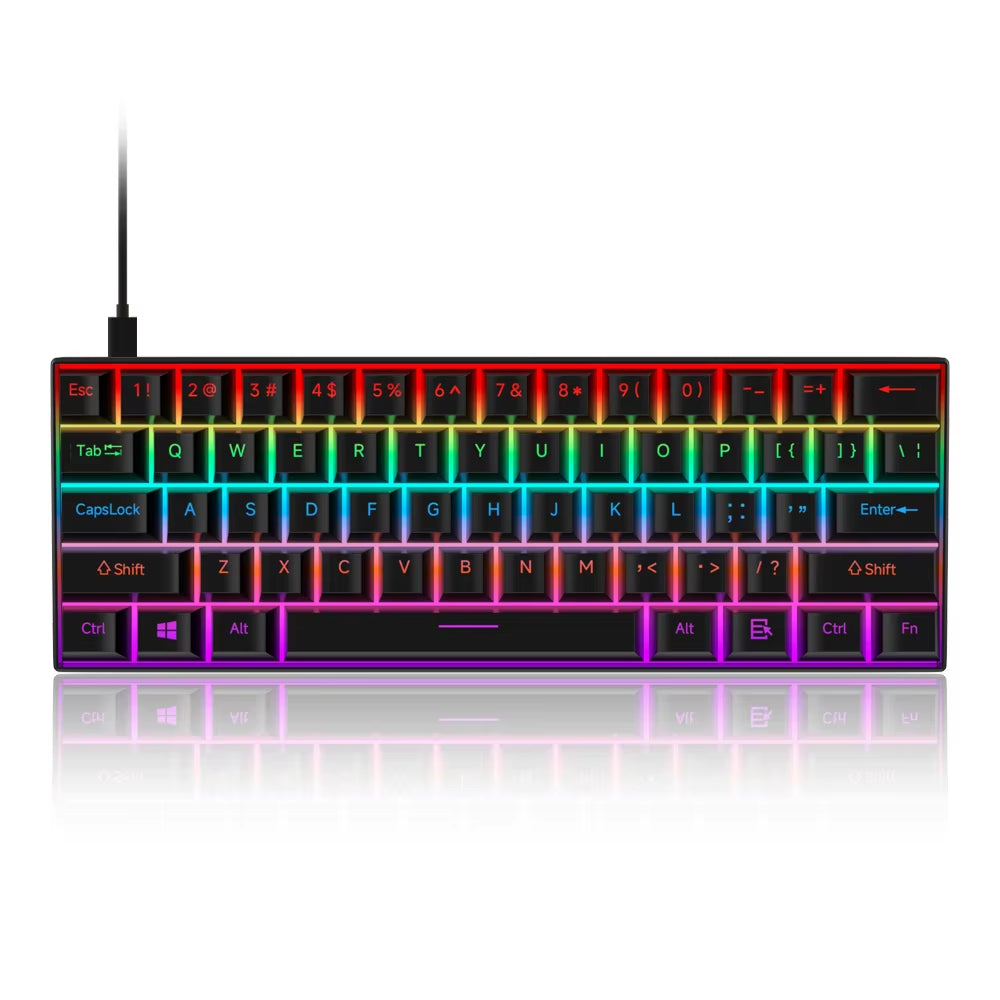 61 Keys Mechanical Keyboard Wired USB Mechanical Keyboard 17 Types RGB Keyboard for Computer Laptop Red Blue Tea Axis Keyboard