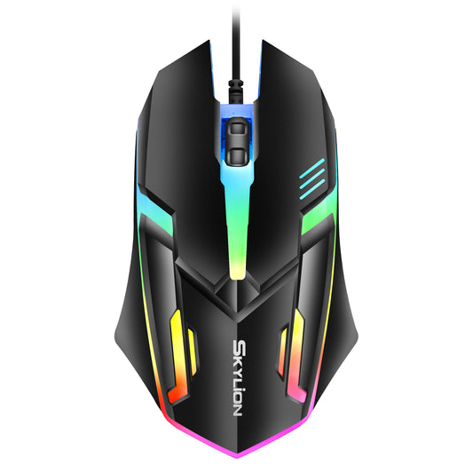 SKYLION F1 Wired 3 Keys Mouse Colorful Lighting Gaming and Office for Microsoft Windows and Apple IOS System